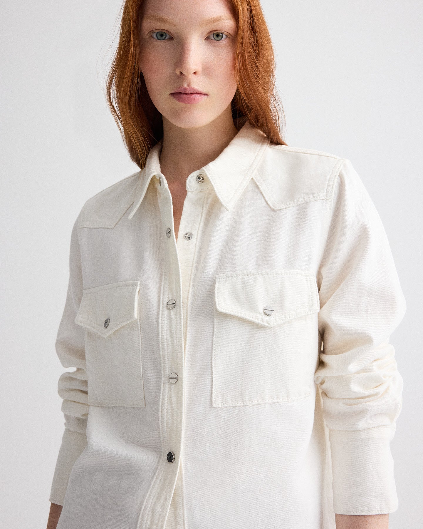 TWP White Ranchers Daughter Shirt in Natural Denim view 1
