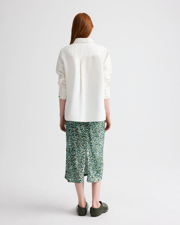 TWP White Ranchers Daughter Shirt in Natural Denim view 5