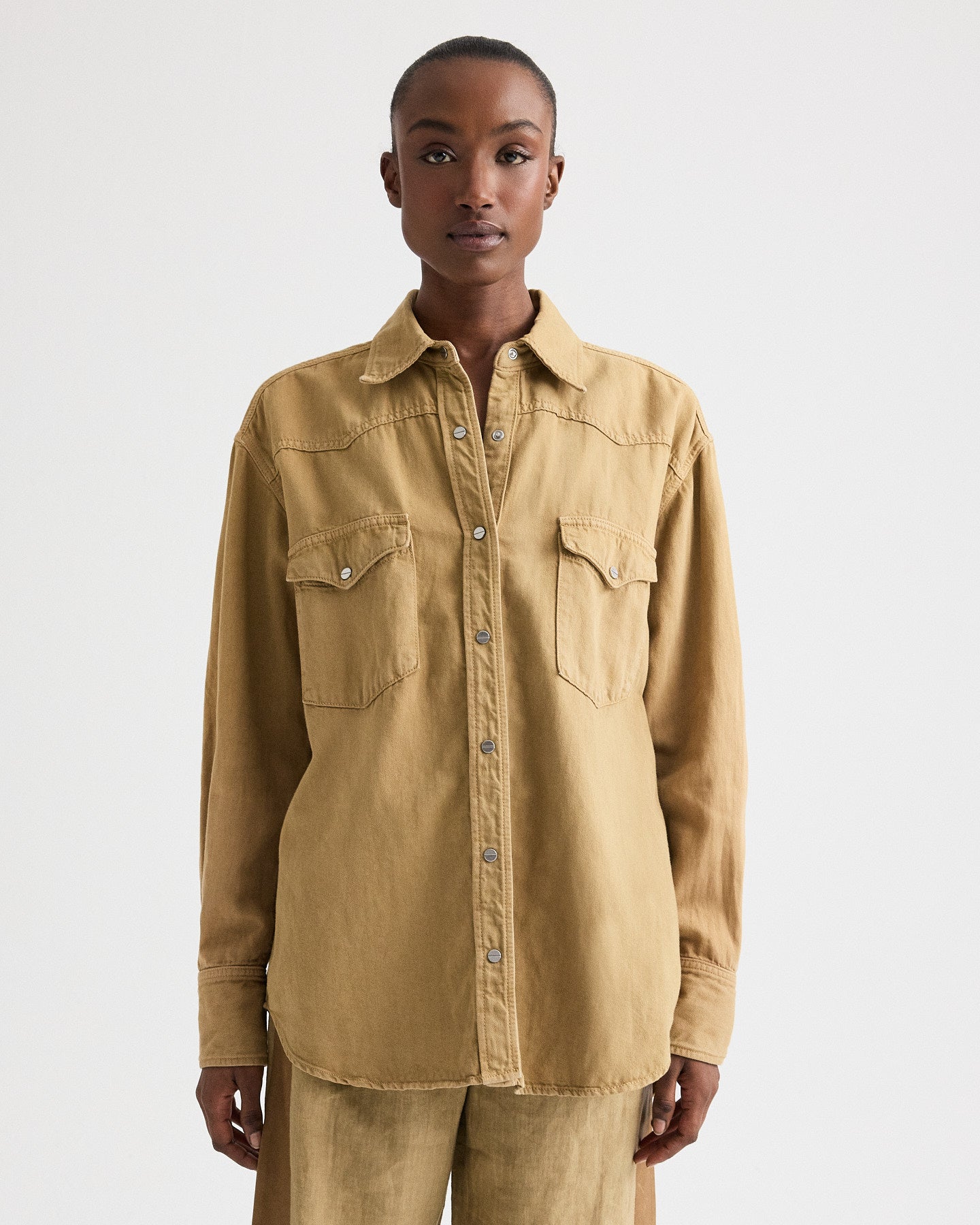 TWP Kelp OG Supersized Shirt in Natural Denim view 3