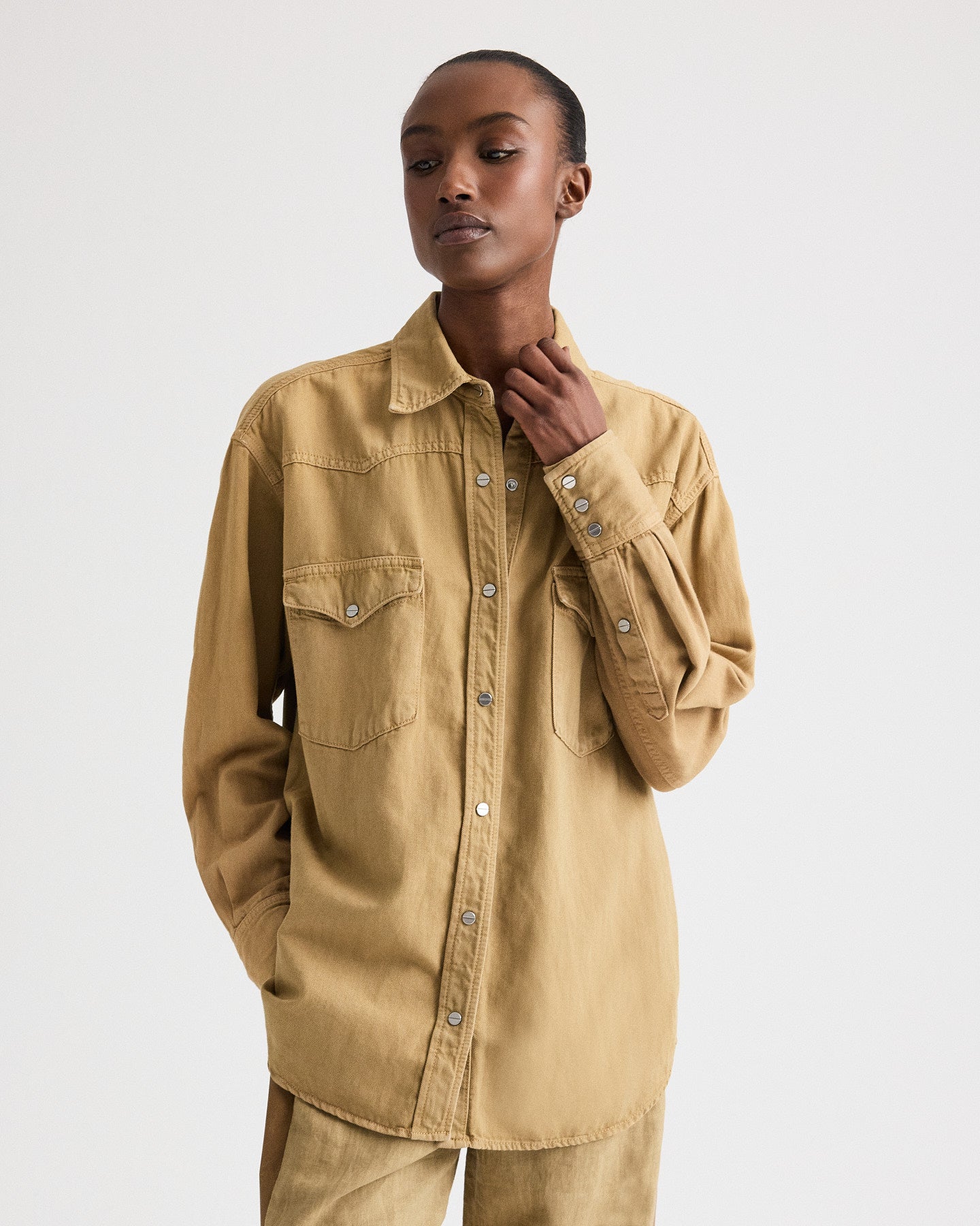 TWP Kelp OG Supersized Shirt in Natural Denim view 1