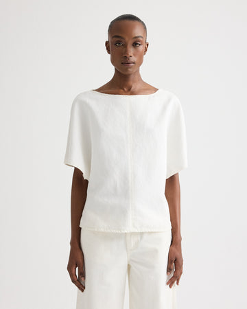 TWP White Simple T in Natural Denim view 2