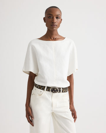 TWP White Simple T in Natural Denim view 1