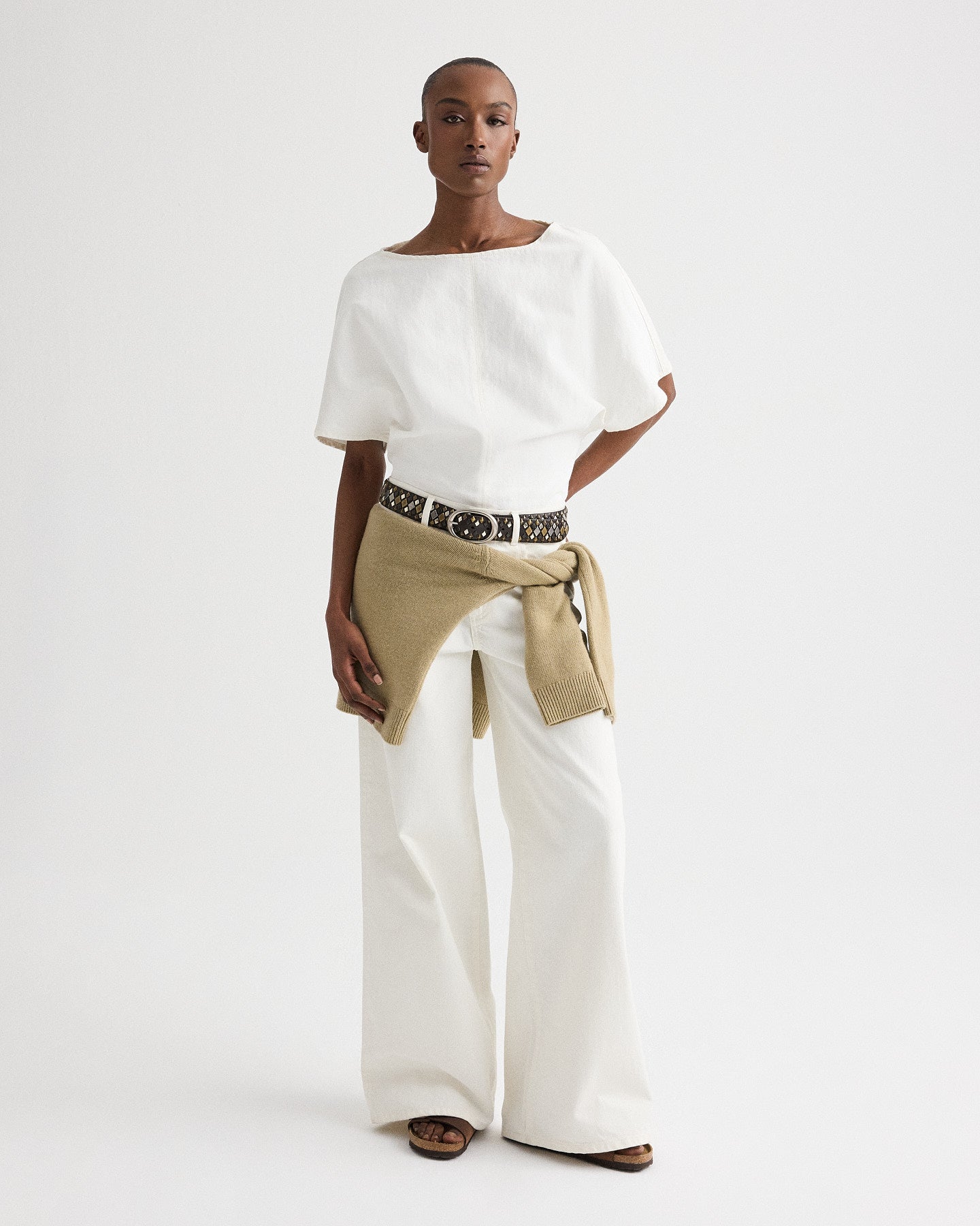 TWP White Simple T in Natural Denim view 4