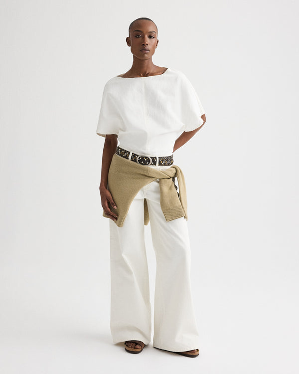 TWP White Simple T in Natural Denim view 4