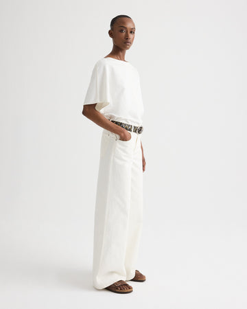 TWP White Simple T in Natural Denim view 5