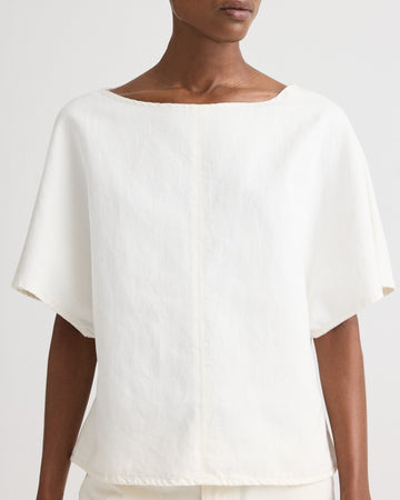 TWP White Simple T in Natural Denim view 3