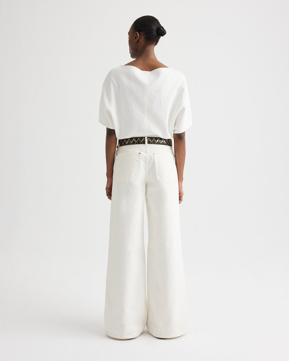 TWP White Simple T in Natural Denim view 6