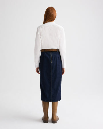 TWP Dark stone Denim Skirt with Seams in Heavy Denim view 5