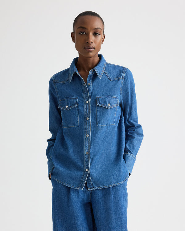 TWP Paris Rancher’s Daughter in Denim Shirting view 2