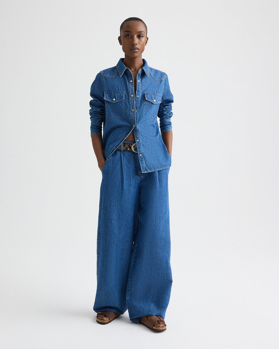 TWP Paris Rancher’s Daughter in Denim Shirting view 3