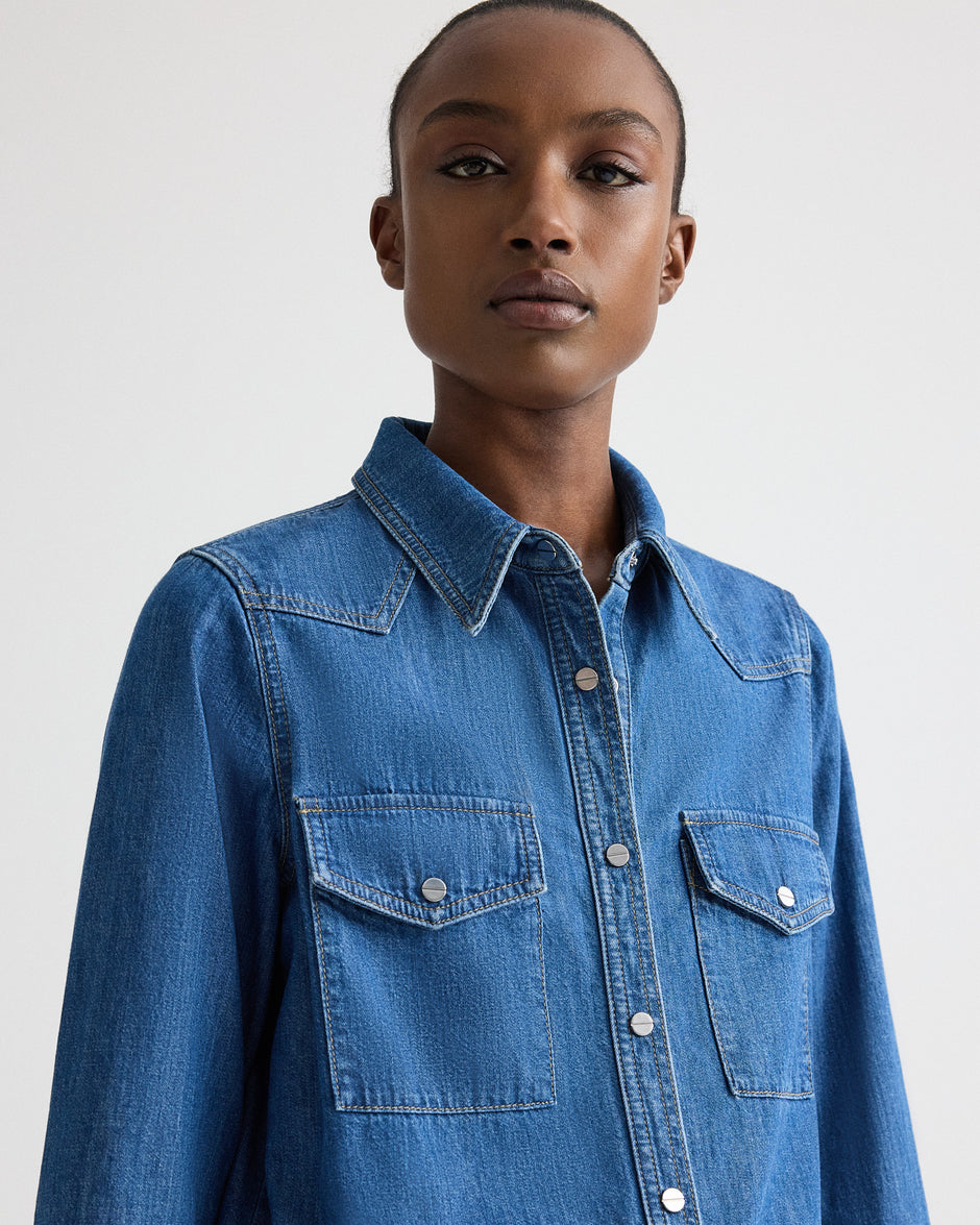 TWP Paris Rancher’s Daughter in Denim Shirting view 4