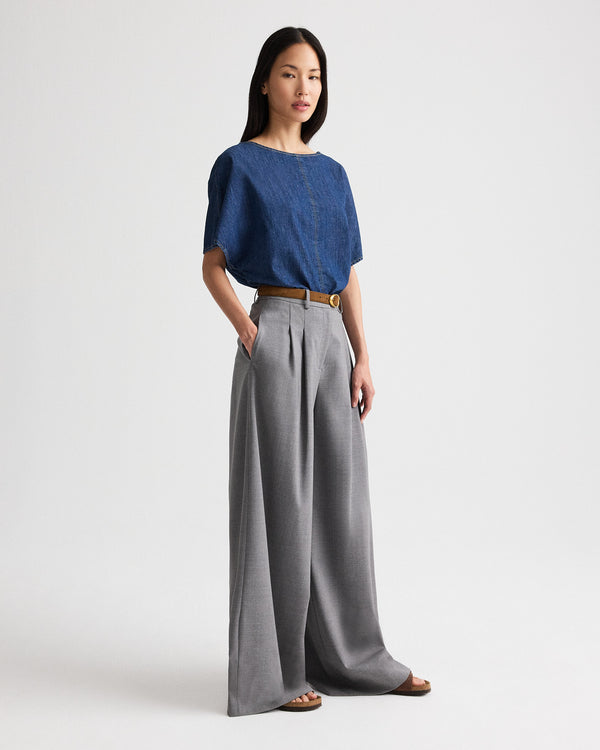 TWP Dark stone Simple T in Denim Shirting view 4