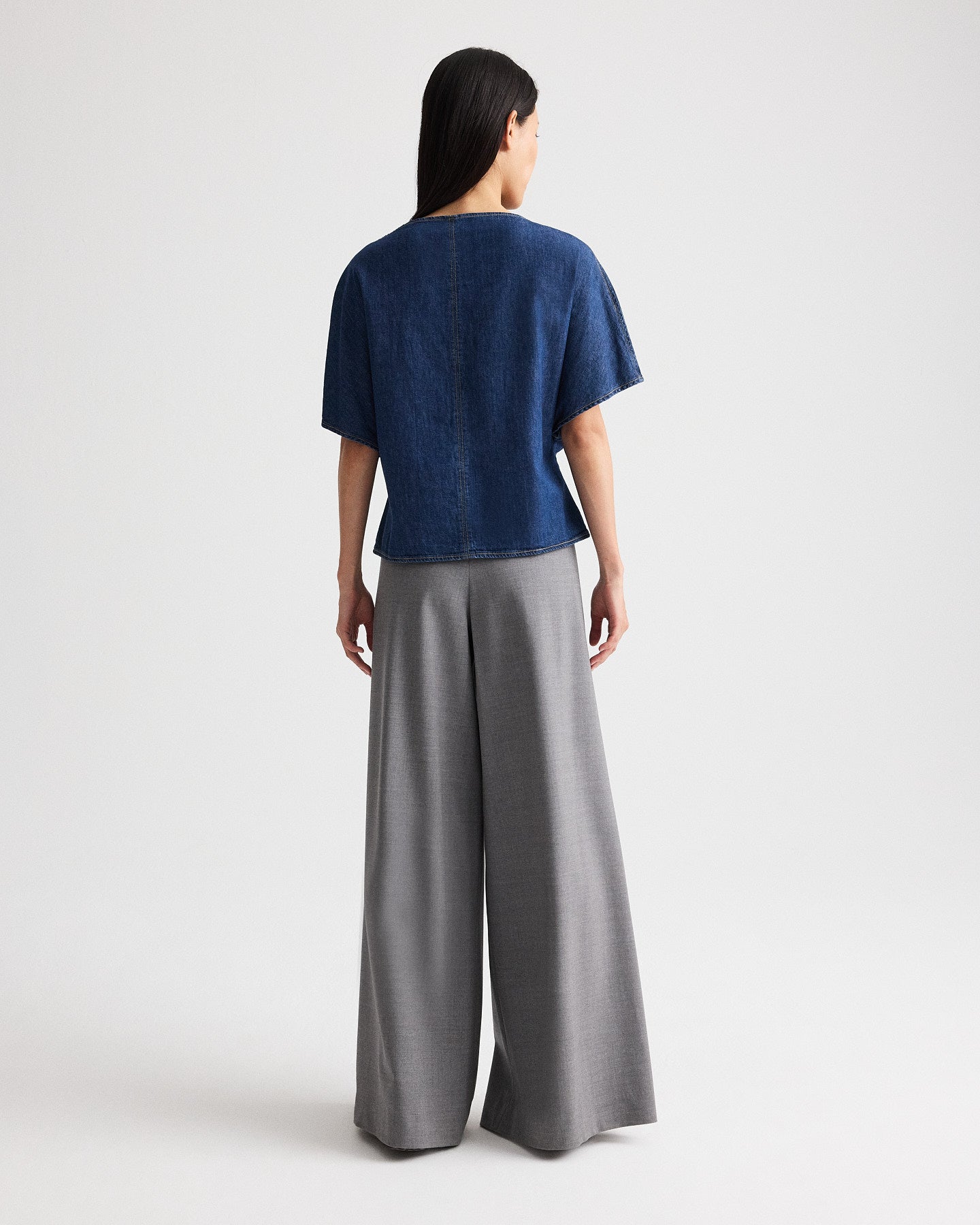 TWP Dark stone Simple T in Denim Shirting view 5