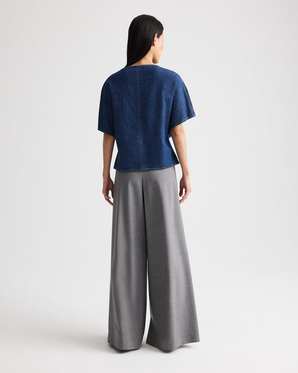 TWP Dark stone Simple T in Denim Shirting view 5