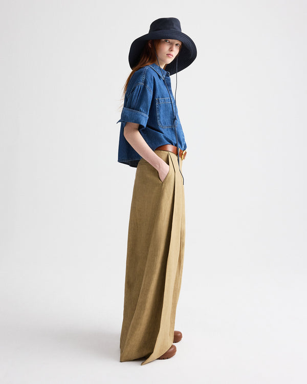 TWP Paris My Newest Mistake Shirt in Denim Shirting view 4