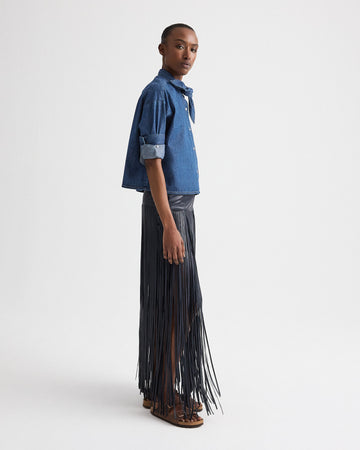 TWP Paris Tie One On Shirt in Denim Shirting view 4