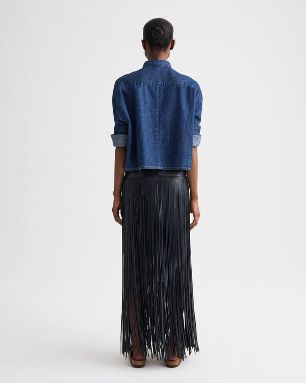 TWP Dark stone Tie One On Shirt in Denim Shirting view 5