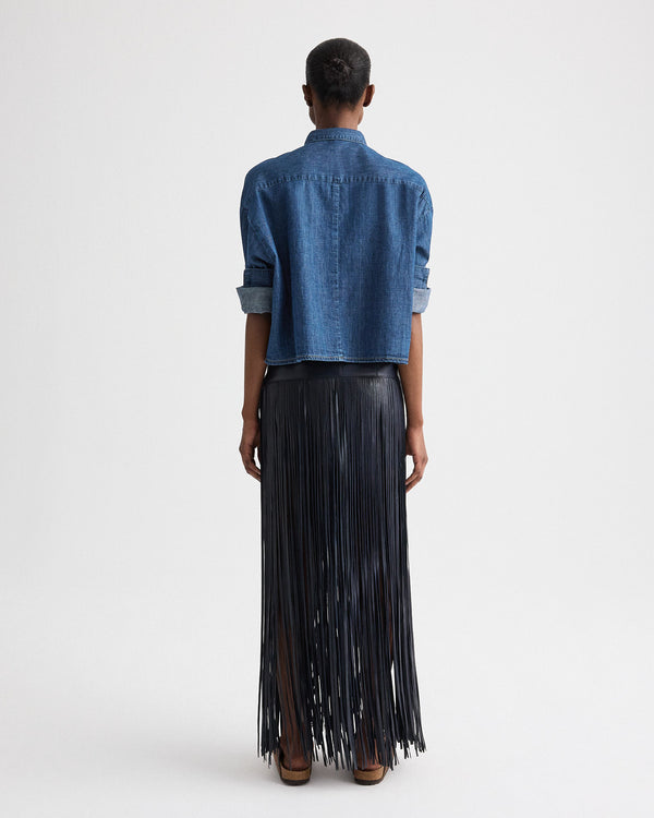 TWP Paris Tie One On Shirt in Denim Shirting view 5