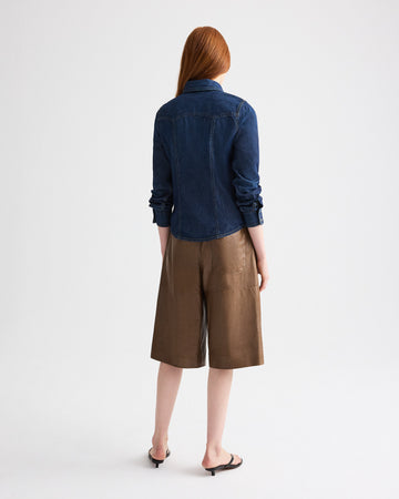 TWP Dark wash Mustang Sally Shirt in Denim Shirting view 5