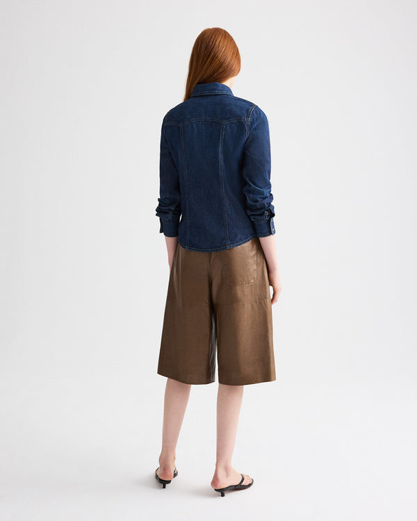 TWP Dark wash Mustang Sally Shirt in Denim Shirting view 5