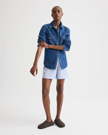 TWP Paris Cowboy Take Me Away Shirt in Denim Shirting view 3