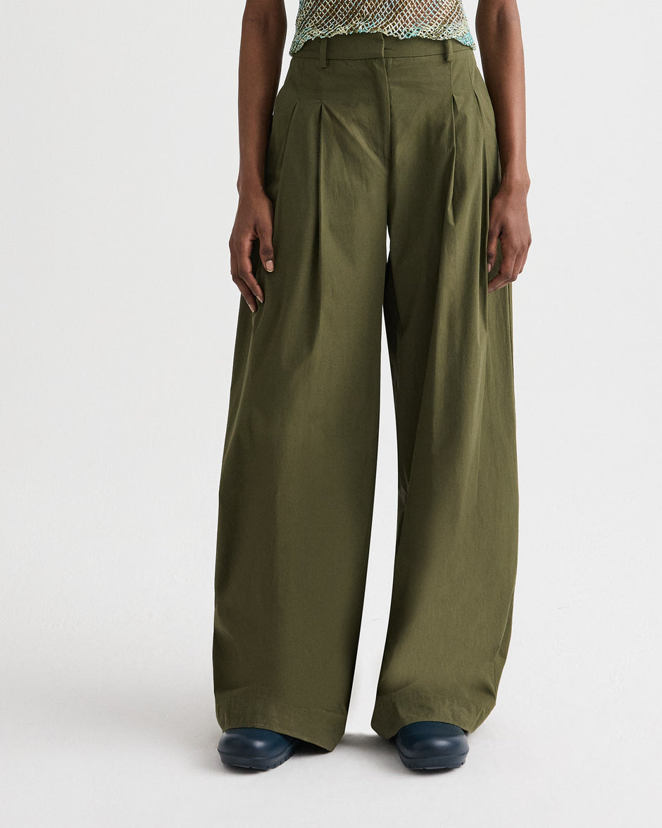 TWP Military Next Didi Pant with Raw Hem in Vintage Washed Poplin view 2