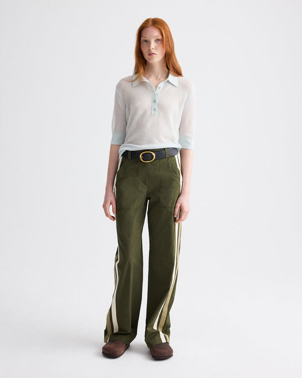 TWP Women's Isabelle Pant in Vintage Washed Poplin - Military TWP Women's Isabelle Pant in Vintage Washed Poplin - Military