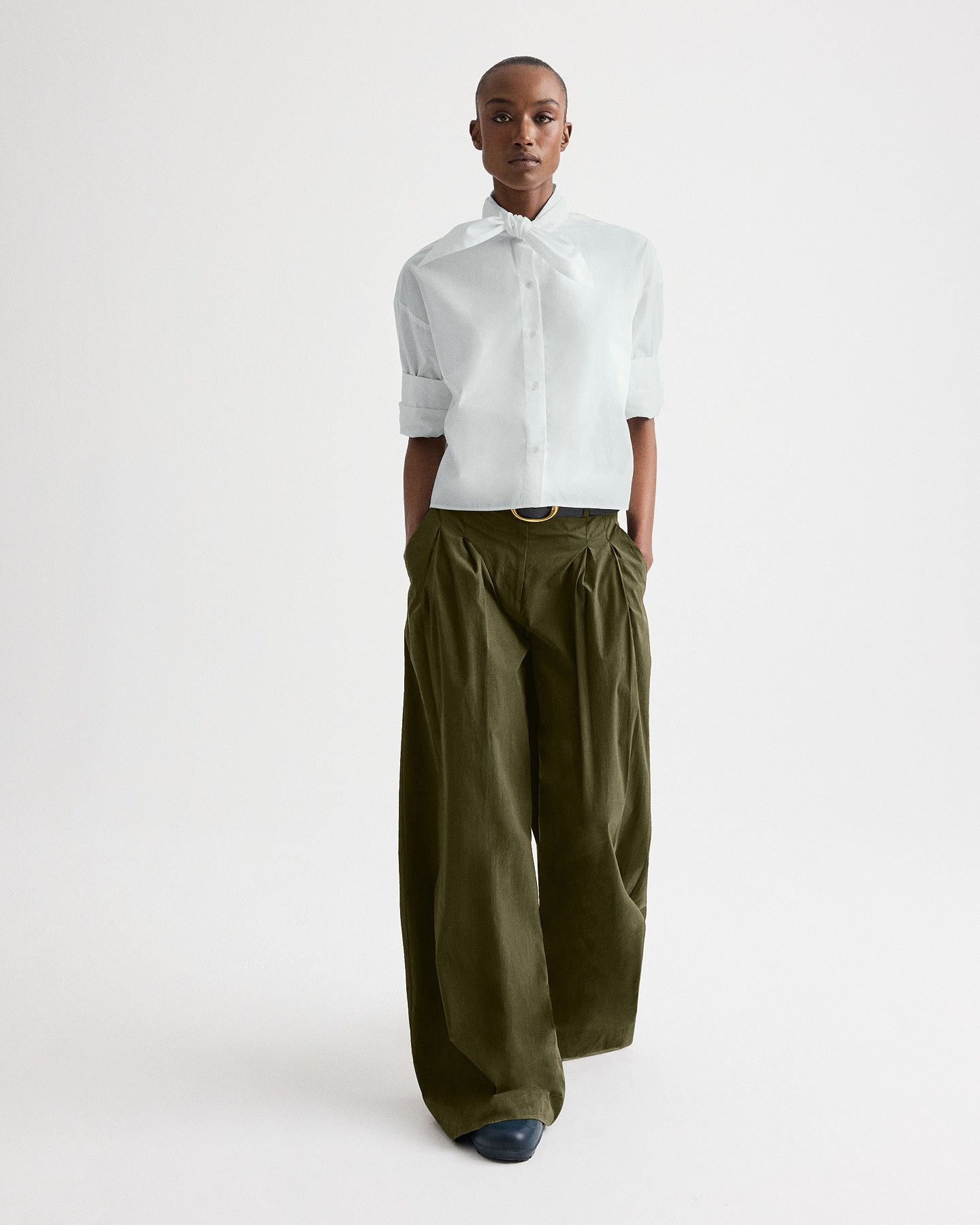 TWP Blue flower Tie One On Shirt in Vintage Washed Poplin view 2