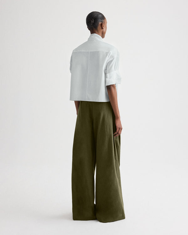 TWP Blue flower Tie One On Shirt in Vintage Washed Poplin view 4