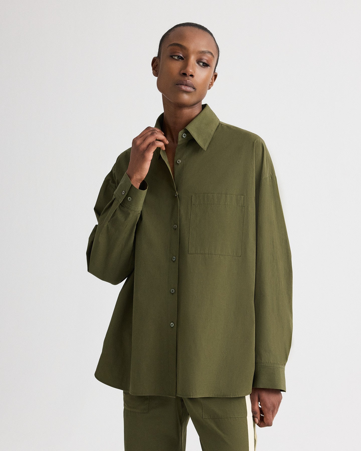 TWP Military Something Borrowed Shirt in Vintage Washed Poplin view 1