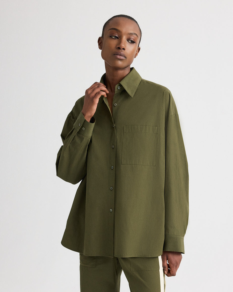 TWP Military Something Borrowed Shirt in Vintage Washed Poplin view 1