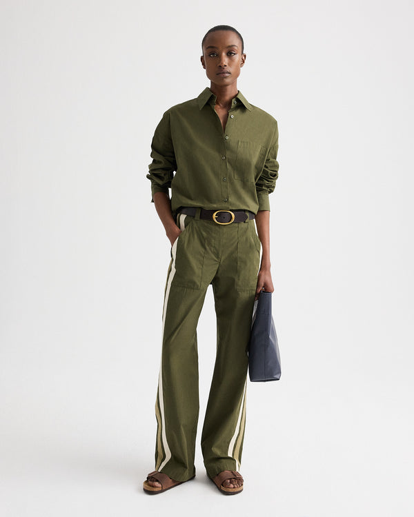 TWP Women's Isabelle Pant in Vintage Washed Poplin - Military TWP Women's Isabelle Pant in Vintage Washed Poplin - Military