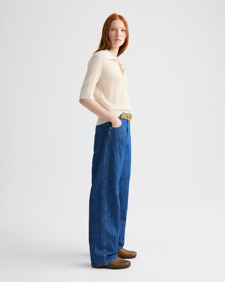 TWP Paris Easy Boy Jean in Linen Cotton Denim view 3