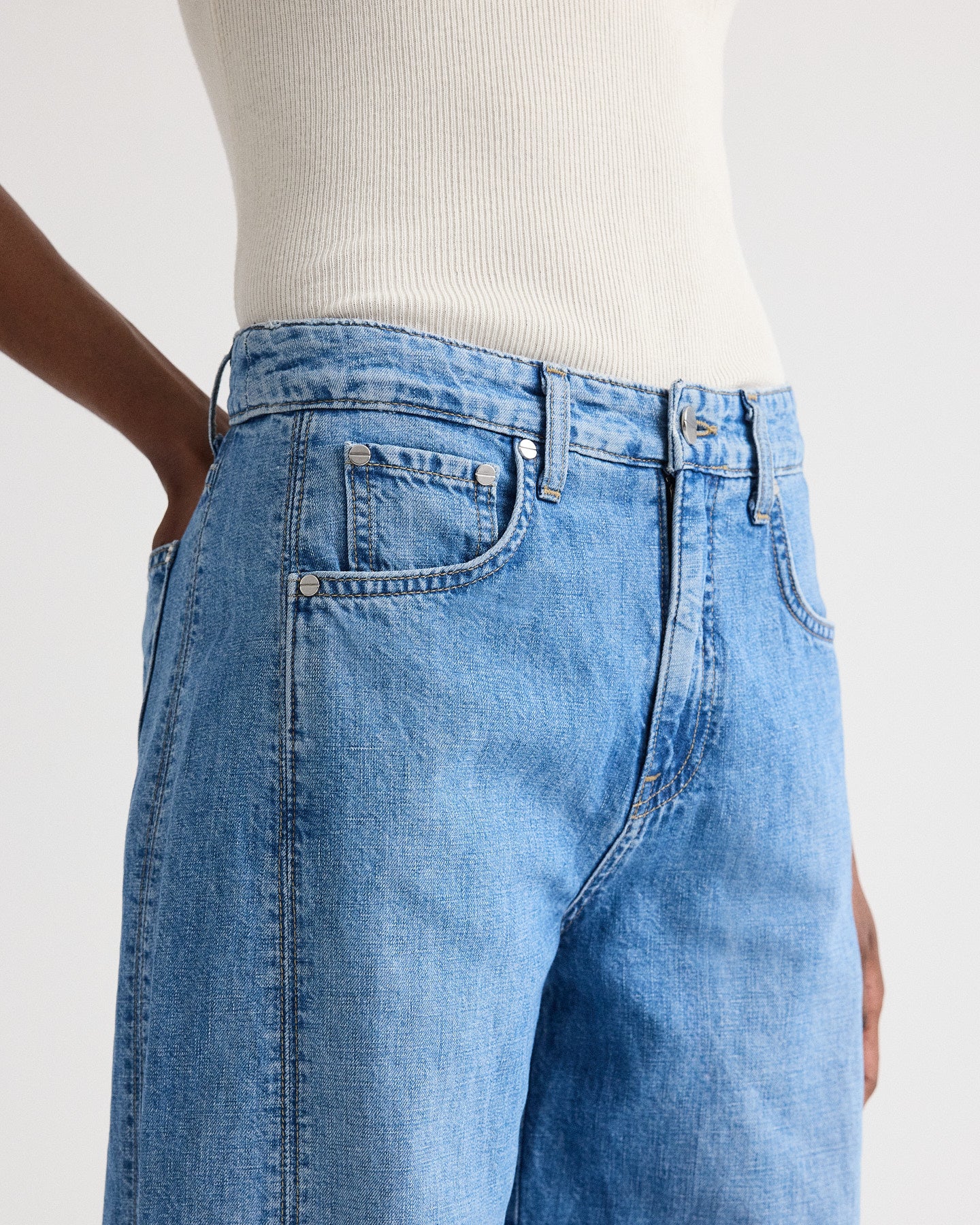 TWP Montauk West 11th St Jean in Linen Cotton Denim view 3