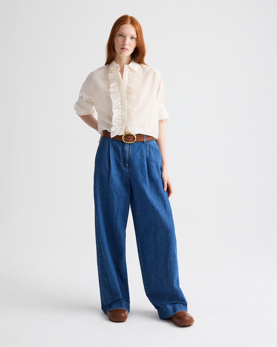 TWP Paris Hudson St Jean in Linen Cotton Denim view 2