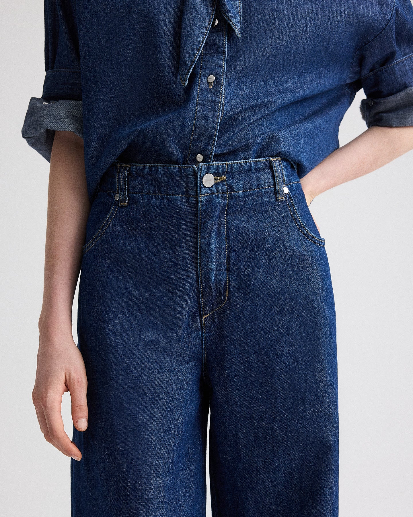 TWP Dark stone Dillon Jean in Cotton Linen Denim view 2