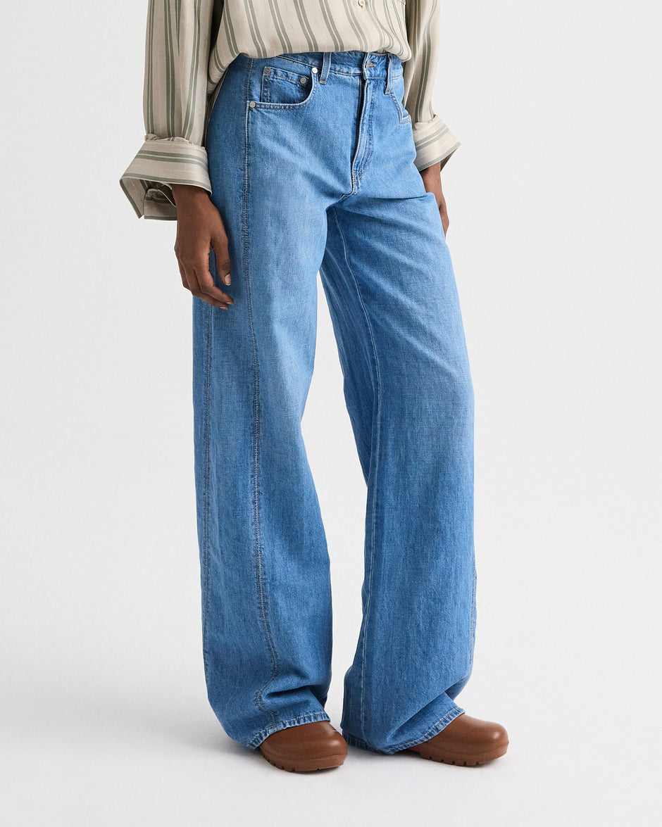 TWP Vintage wash West 11th St. Jean in Linen Cotton Denim view 2