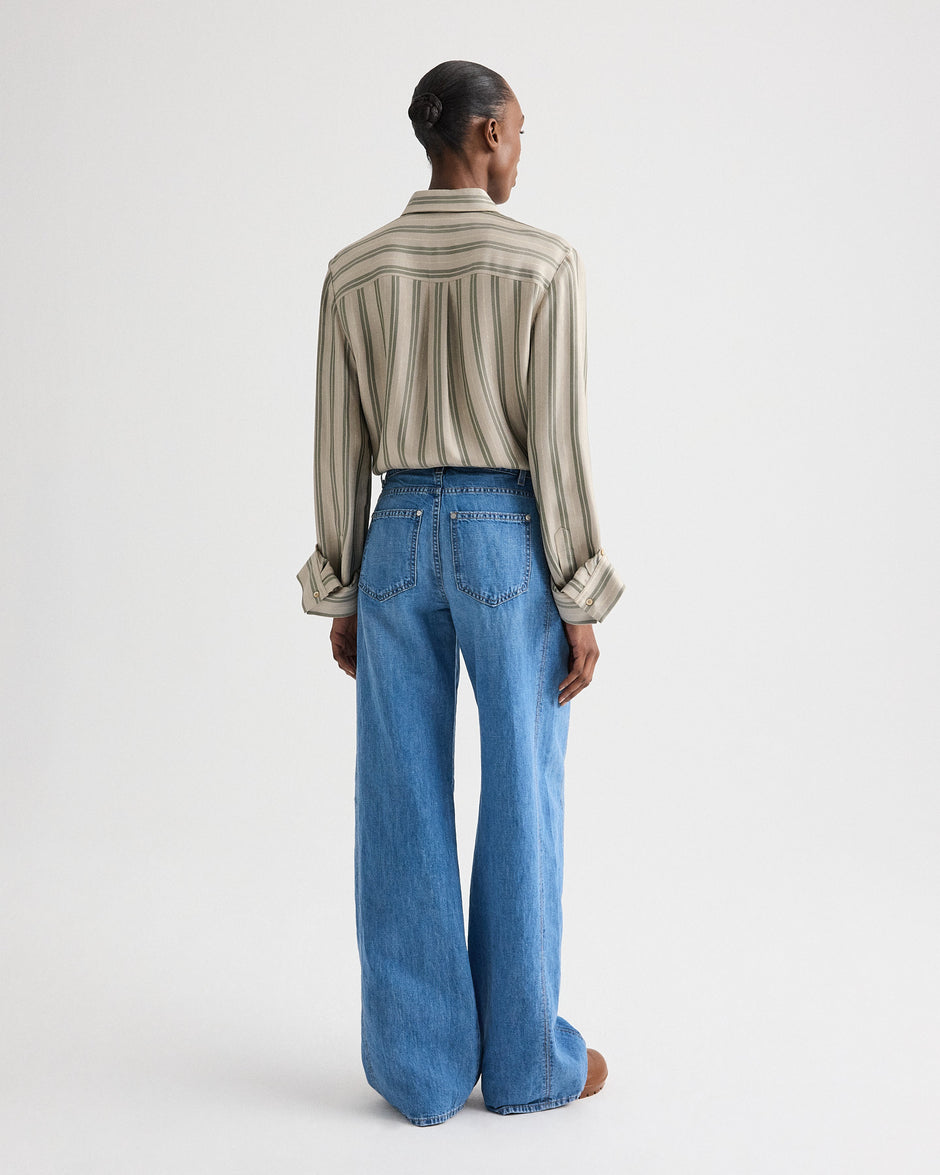 TWP Vintage wash West 11th St. Jean in Linen Cotton Denim view 4