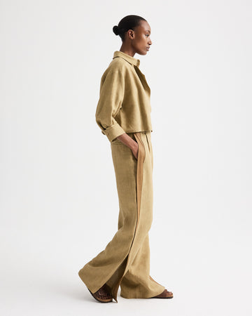 TWP Kelp / ermine Slim A Pant with Lip Tux in Plain Weave Linen view 4