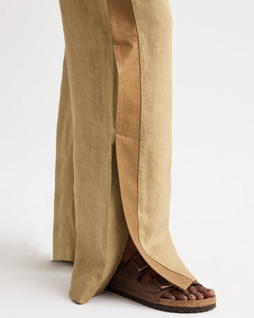 TWP Kelp / ermine Slim A Pant with Lip Tux in Plain Weave Linen view 5
