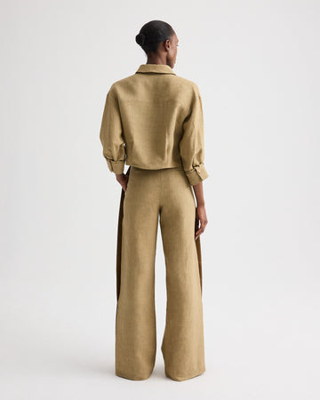 TWP Kelp / ermine Slim A Pant with Lip Tux in Plain Weave Linen view 6