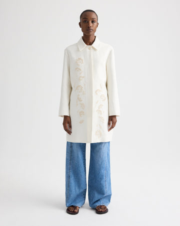 TWP Ivoire Edinburgh Coat in Embroidered Washed Linen view 3