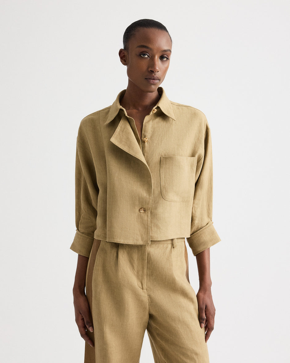 TWP Kelp Next Chapter Top in Washed Linen view 1