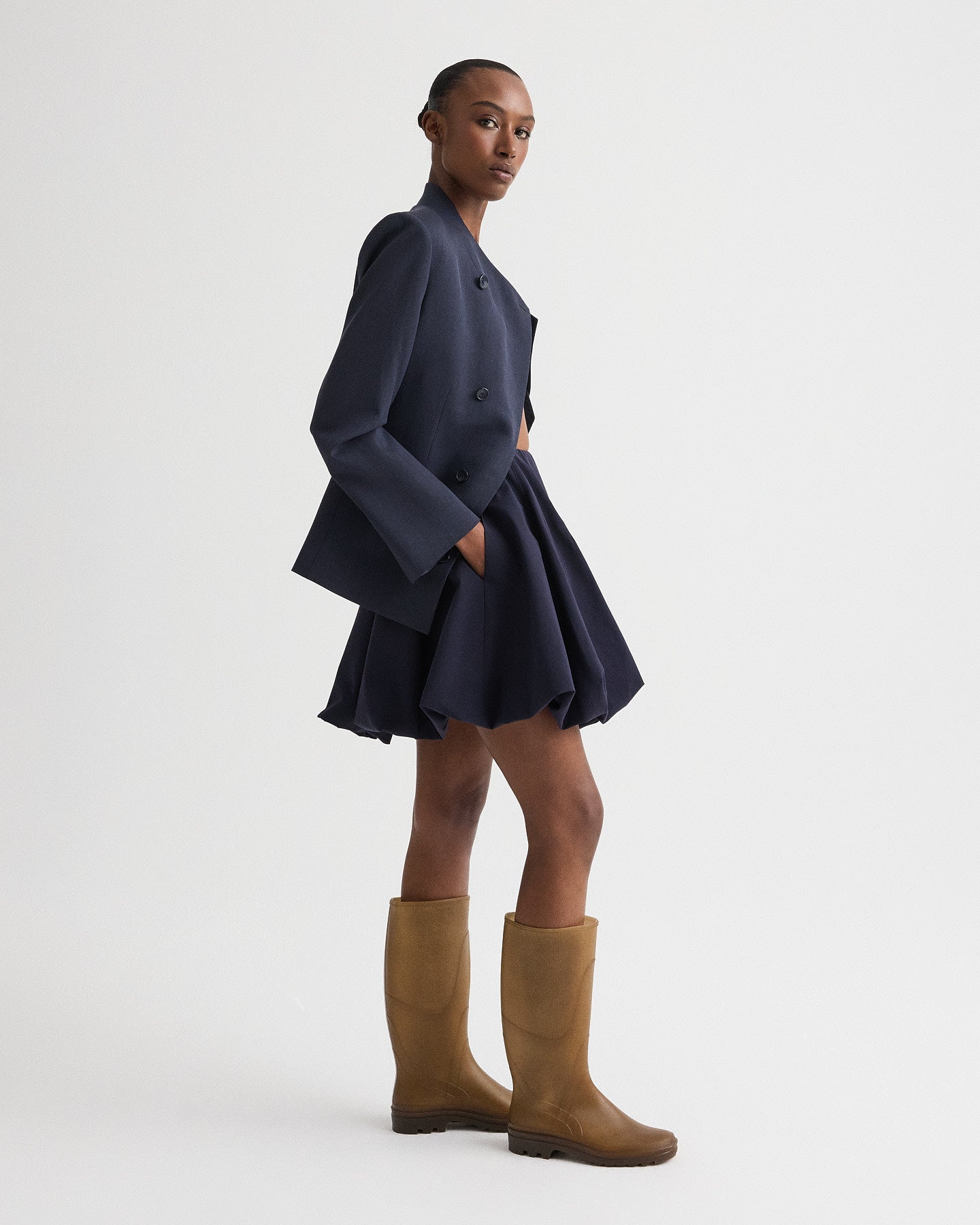 TWP Midnight Julia Skirt in Cotton Shirting view 3