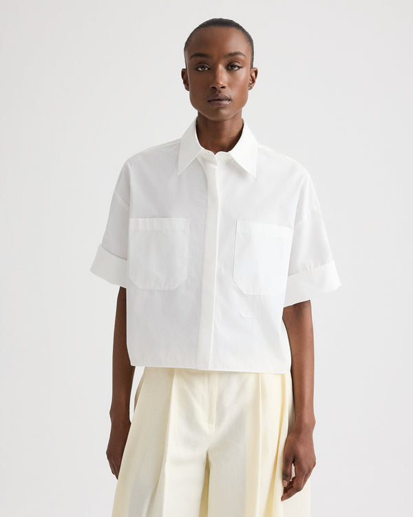 TWP White My Newest Mistake Shirt in Cotton Shirting view 1