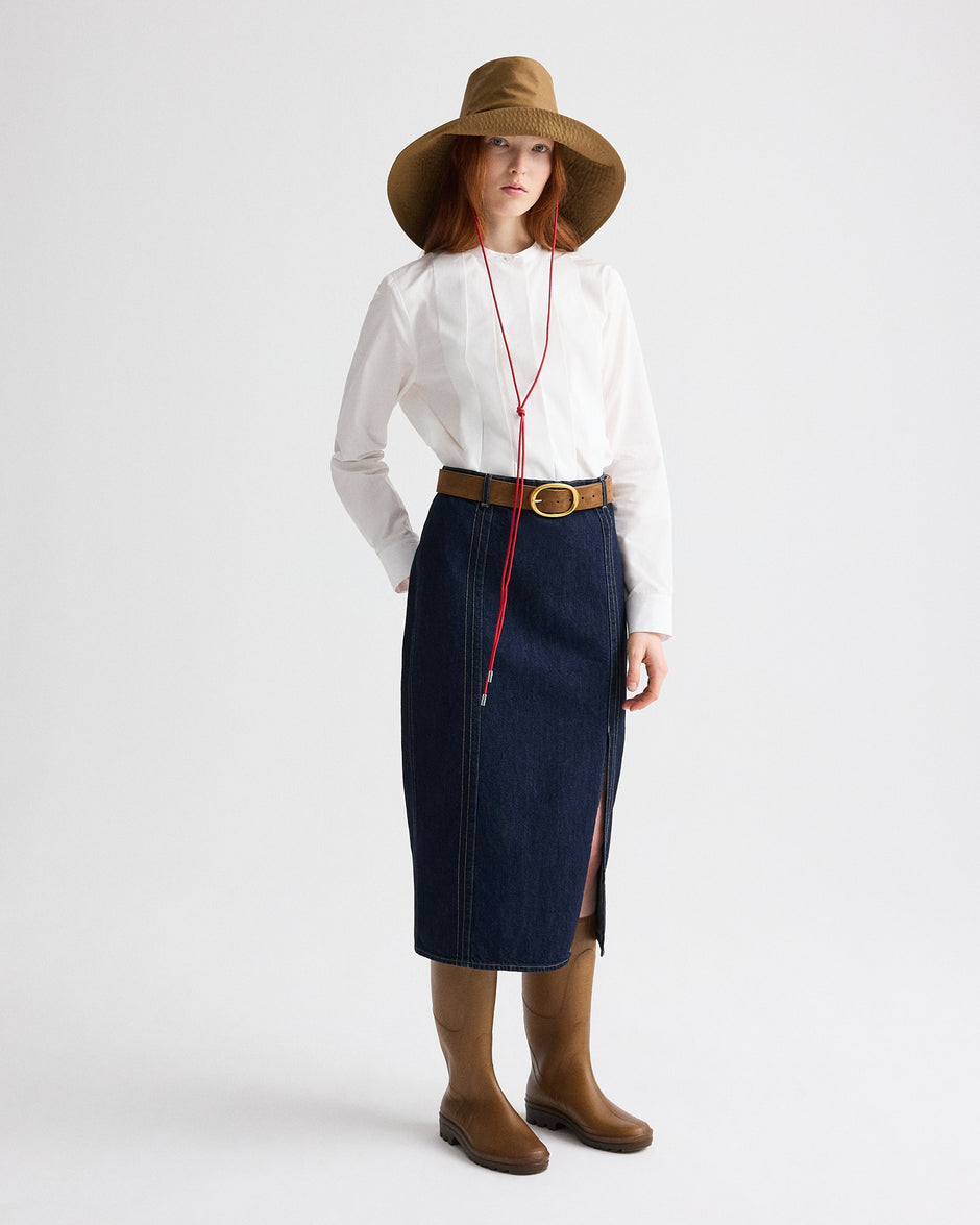 TWP White Close Call Top in Cotton Shirting view 3