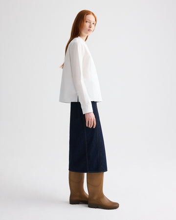 TWP White Close Call Top in Cotton Shirting view 4