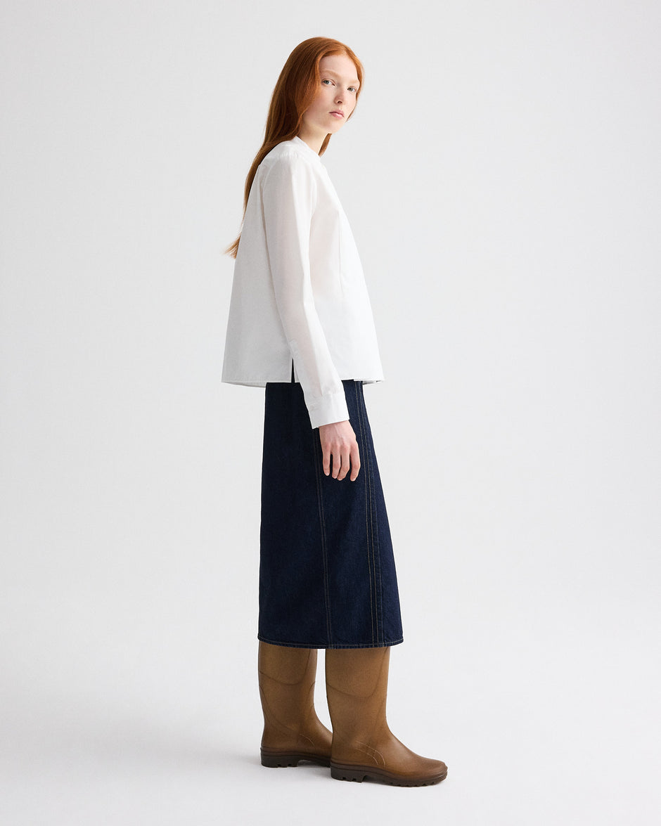 TWP White Close Call Top in Cotton Shirting view 4