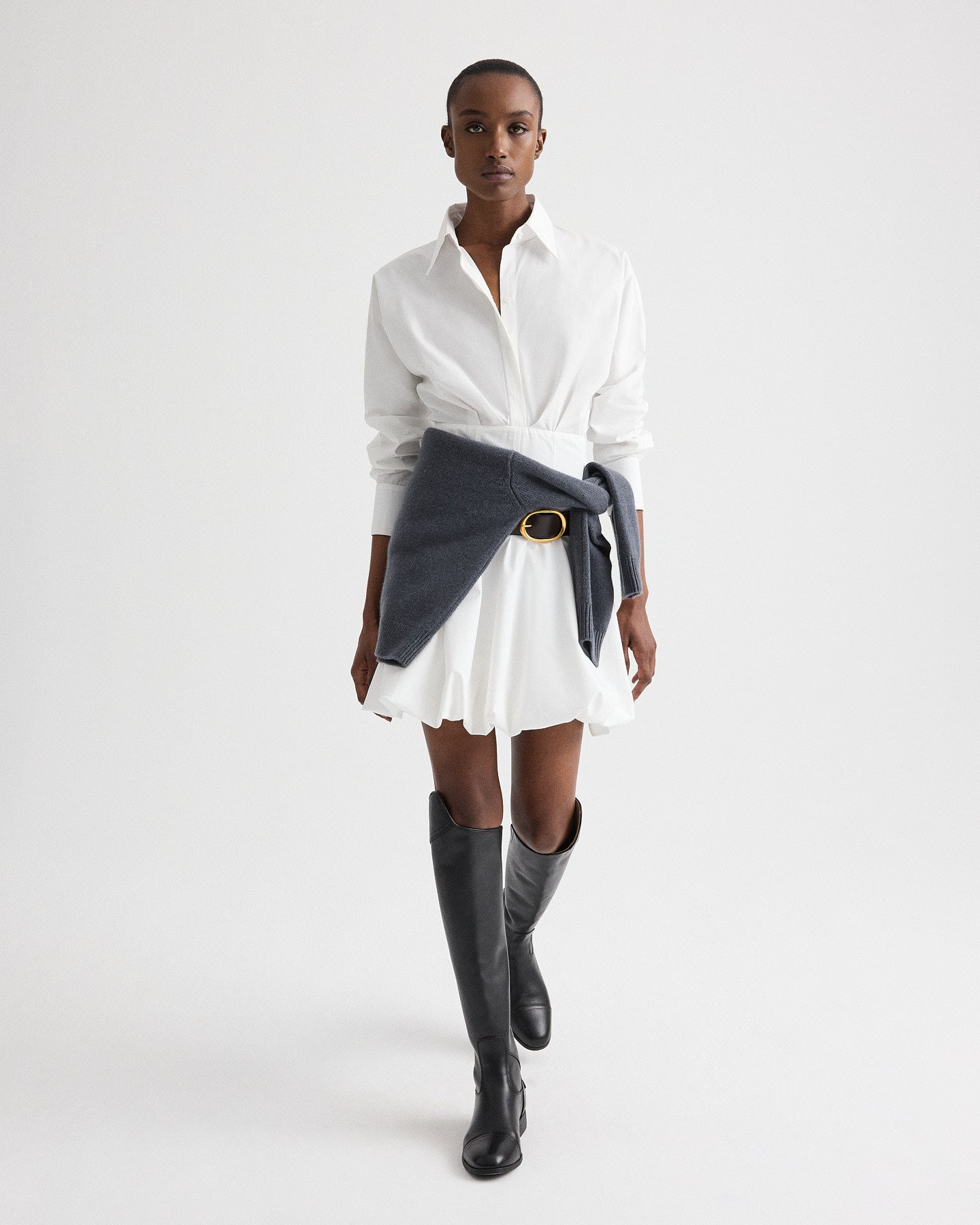 TWP White Mila Dress in Cotton Shirting view 1