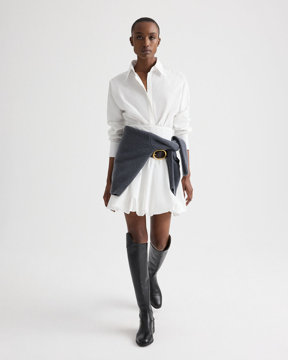 TWP White Mila Dress in Cotton Shirting view 1